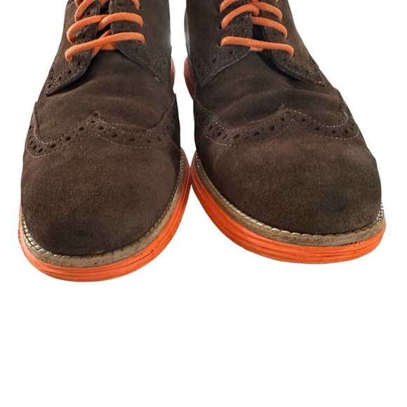 COLE HAAN LUNAR GRAND WINGTIP SUEDE BROWN AND ORANGE OXFORD SIZE 9 main image 12